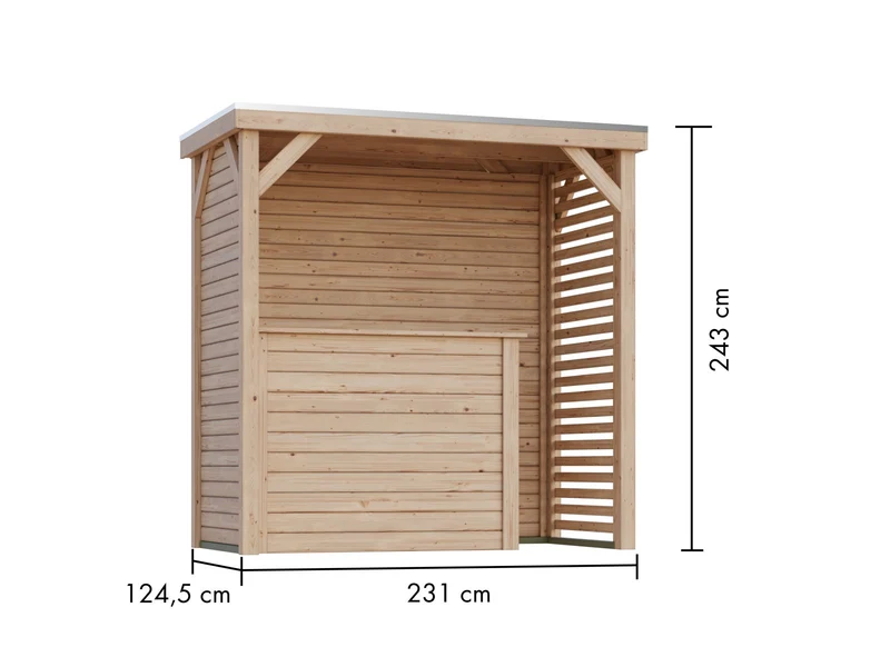 Karibu WM Pavillon S, inkl. Holzbar mit LED RGB Streifen 5m