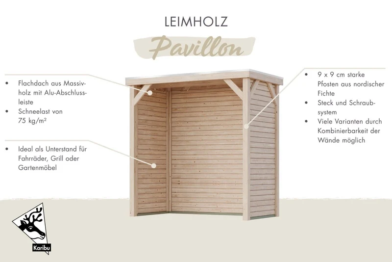 Karibu WM Pavillon S, inkl. Holzbar
