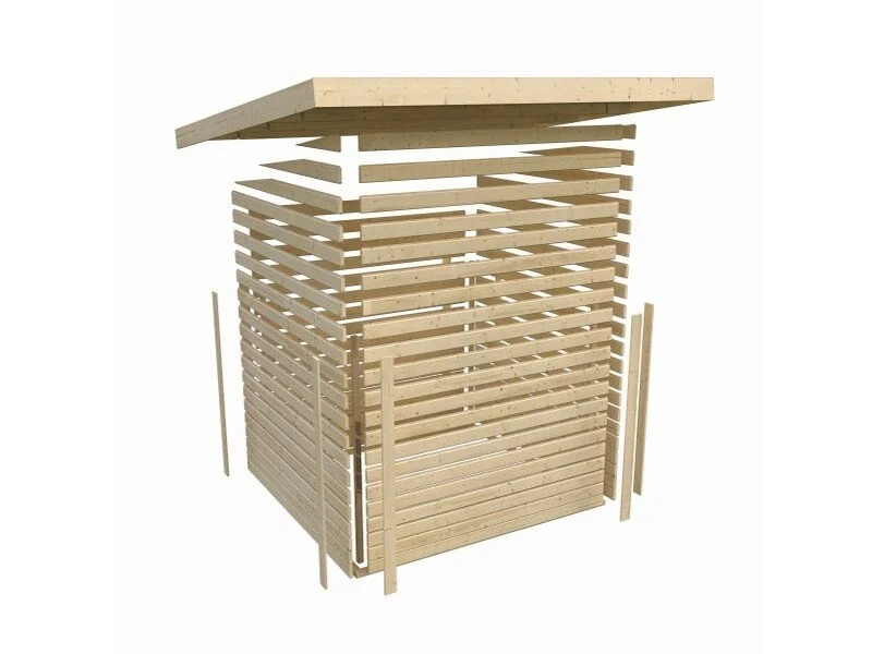 Karibu Gartenhaus Timmo, naturbelassen, inkl. Anbaudach 2,40 Meter