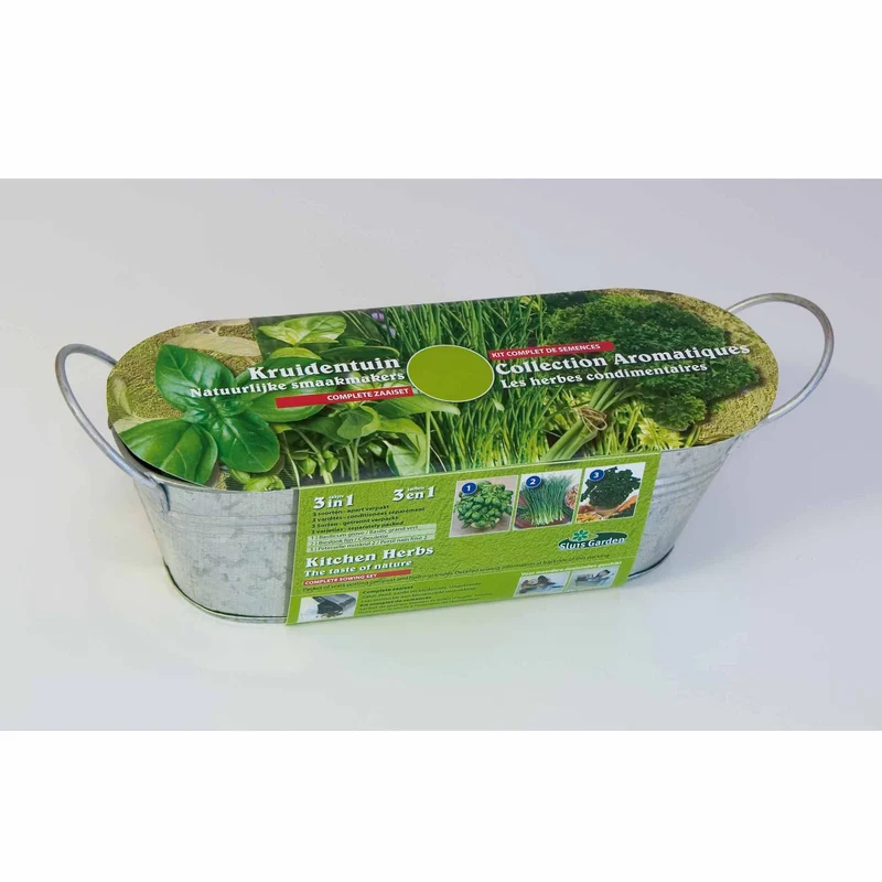 Kräuter-Set (x3) im Zink-Pflanzgefäß