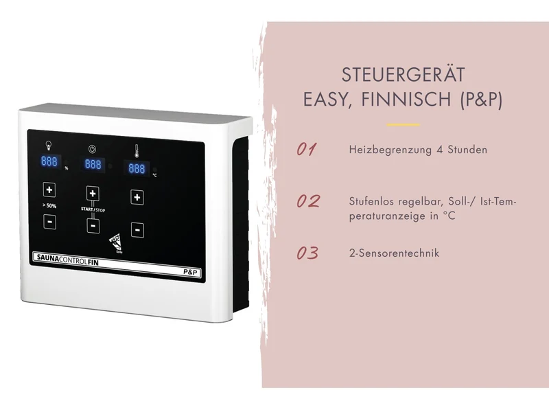 Karibu Fasssauna Quadro 0, inkl. 3,6 kW Ofen externe Steuerung, 38 mm
