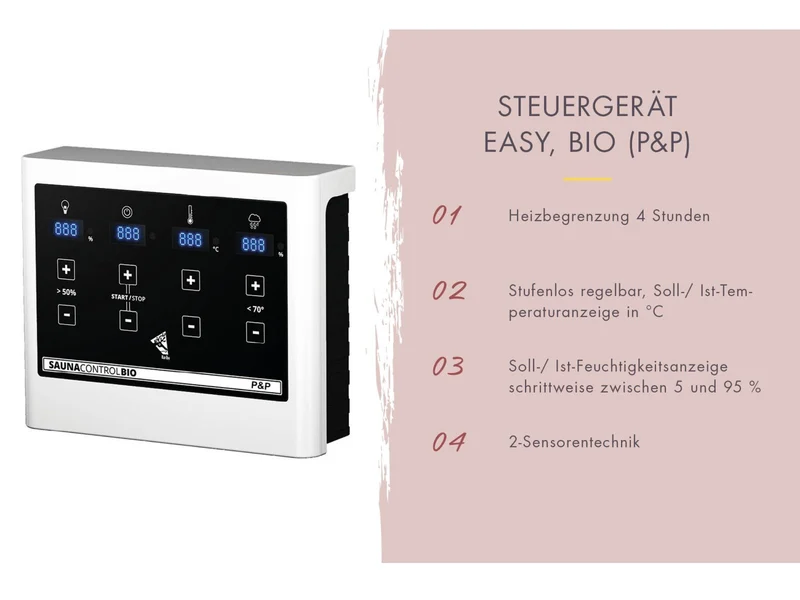 Karibu Fasssauna Quadro 0, inkl. 3,6 kW Bioofen externe Steuerung, 38 mm