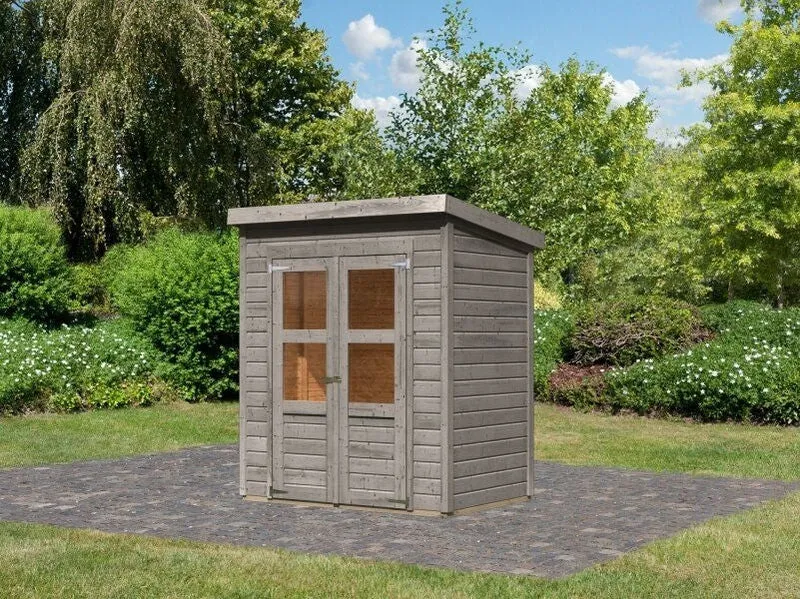 Karibu Gerätehaus Amrum, naturgrau, 14 mm