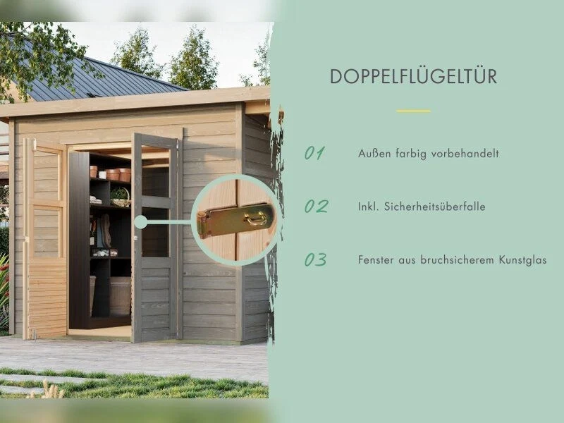 Karibu Gerätehaus Amrum, naturgrau, 14 mm