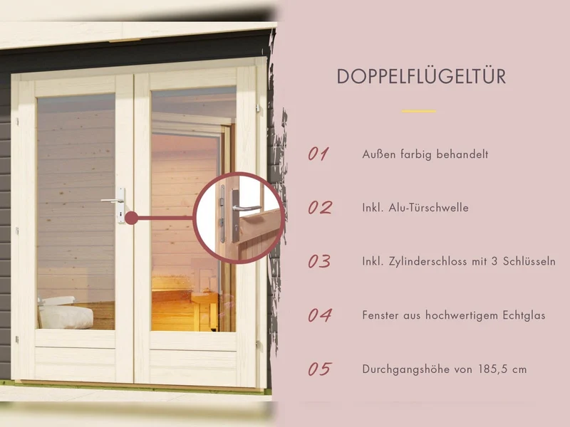 Karibu Saunahaus Mainburg 5 Set A terragrau, inkl. 9 kW Ofen ext. Steuerung HUUM