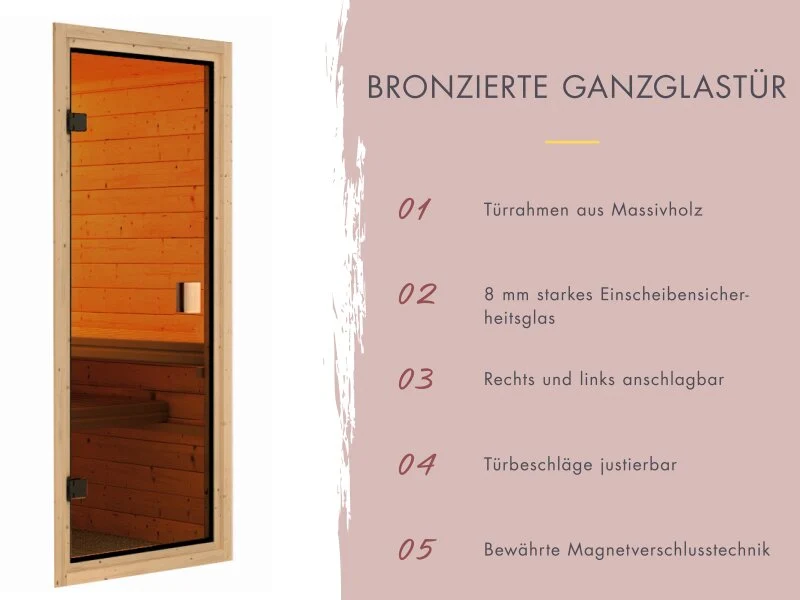 Karibu Saunahaus Mainburg 1 Set B naturbelassen, inkl. 9 kW Bioofen ext. Steuerung HUUM