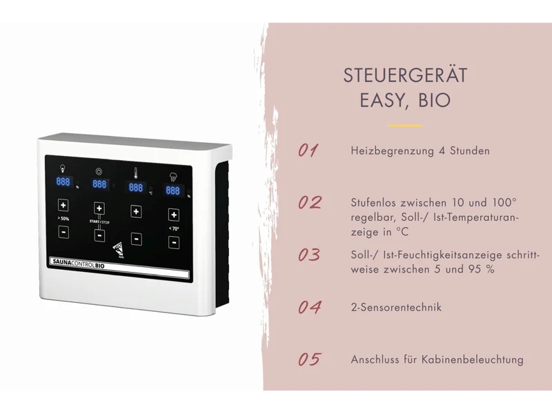 Norlinio Saunahaus Hella 2 terragrau 38 mm - inkl. 9 kW Bioofen ext. Steuerung - mit Dacheindeckung
