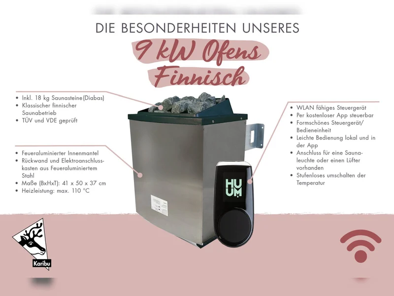 Karibu Saunahaus Mainburg 3 Set B terragrau, inkl. 9 kW Ofen ext. Steuerung HUUM