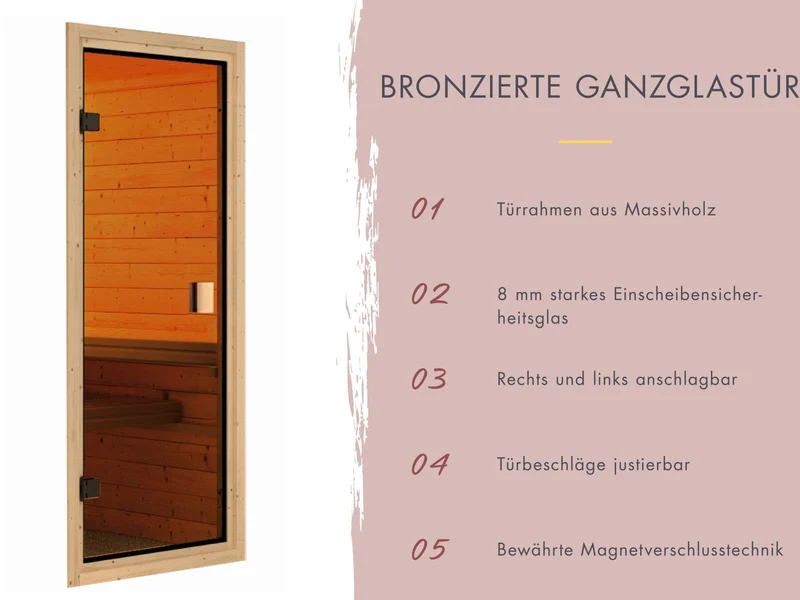 Karibu Saunahaus Mainburg 3 Set A terragrau, inkl. 9 kW Bioofen ext. Steuerung HUUM
