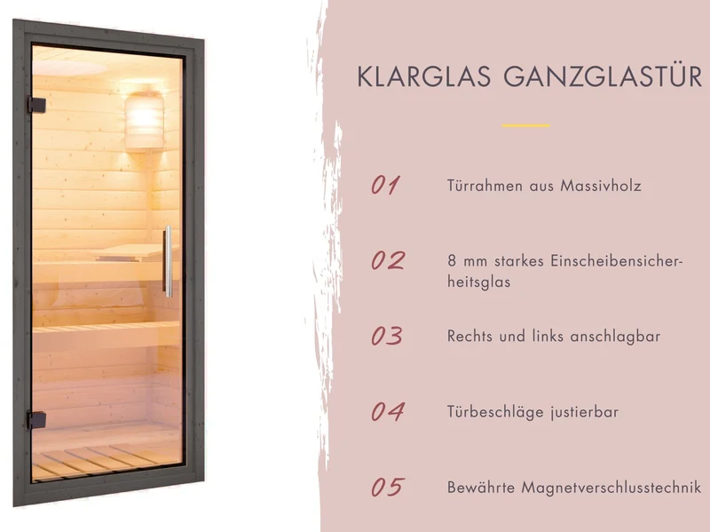 Karibu Hybrid Saunahaus Ares 3, inkl. Anbaudach in anthrazit/anthrazit, inkl. 9 kW Ofen ext. Steuerung easy
