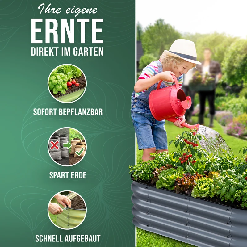 HOFGARTEN QuickGrow Compact, Metall Hochbeet | Beethöhe 28 cm