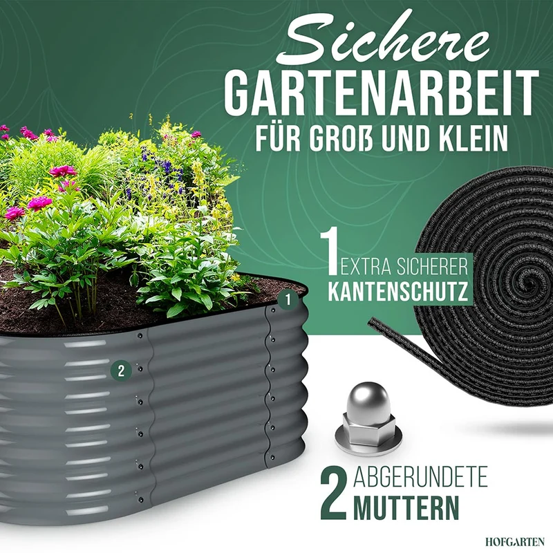 HOFGARTEN QuickGrow, 6-in-1 Metall Hochbeet | 42 cm Beethöhe