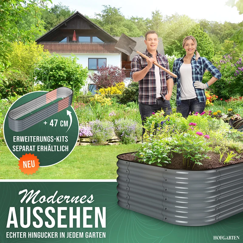 HOFGARTEN QuickGrow, 6-in-1 Metall Hochbeet | 42 cm Beethöhe
