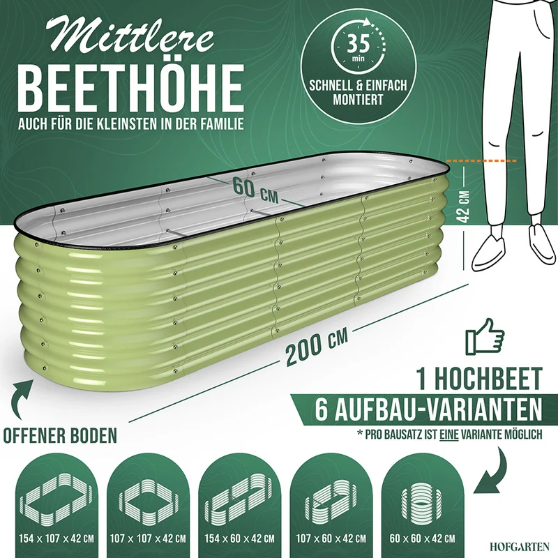 HOFGARTEN QuickGrow, 6-in-1 Metall Hochbeet | 42 cm Beethöhe