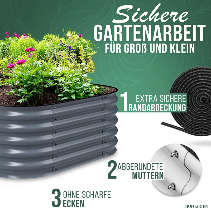 HOFGARTEN QuickGrow, 6-in-1 Metall Hochbeet | 42 cm Beethöhe