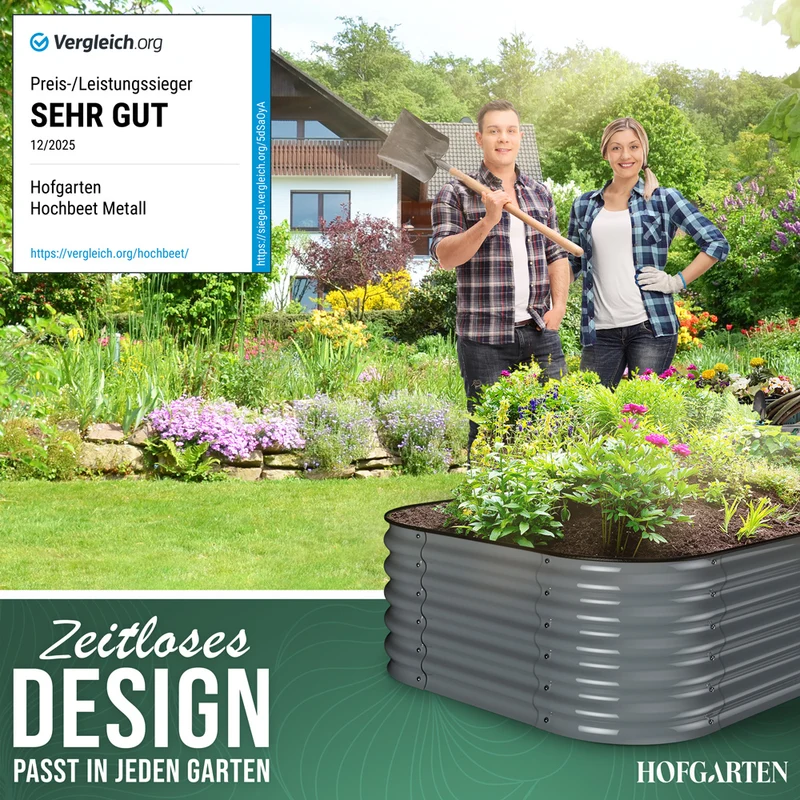 HOFGARTEN QuickGrow, 6-in-1 Metall Hochbeet | 42 cm Beethöhe