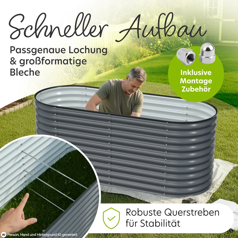 HOFGARTEN QuickGrow XL Metall Hochbeet | 78 cm Beethöhe