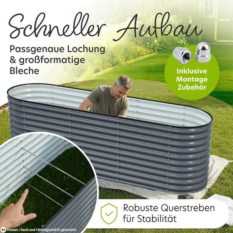 HOFGARTEN QuickGrow XL Metall Hochbeet | 78 cm Beethöhe