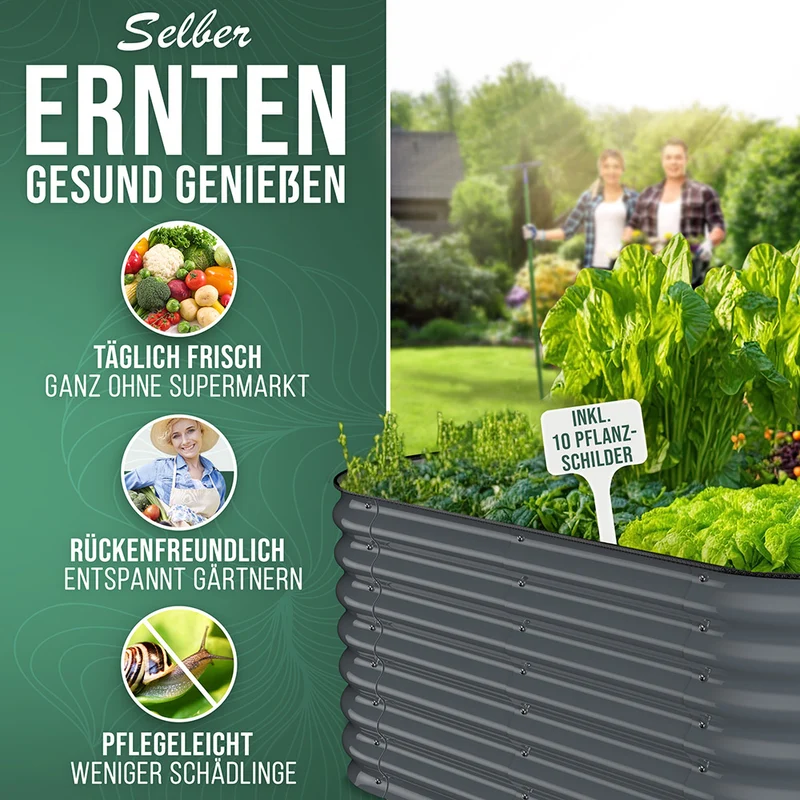HOFGARTEN QuickGrow Plus, 6-in-1 Metall Hochbeet | 64 cm Beethöhe