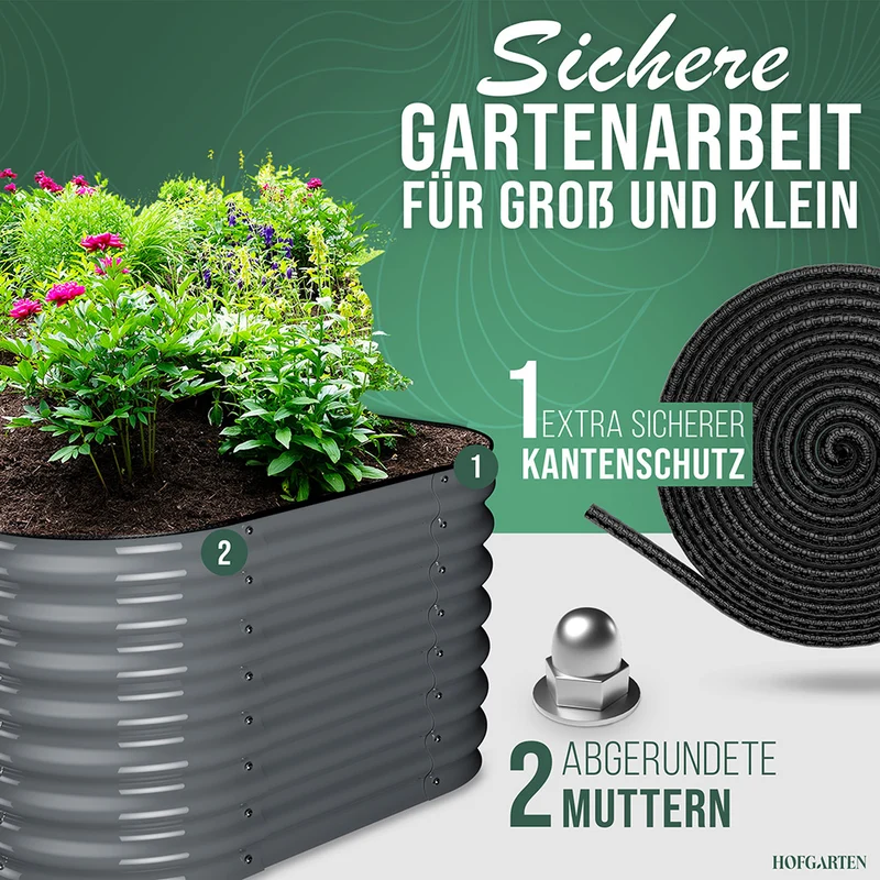 HOFGARTEN QuickGrow Plus, 6-in-1 Metall Hochbeet | 64 cm Beethöhe