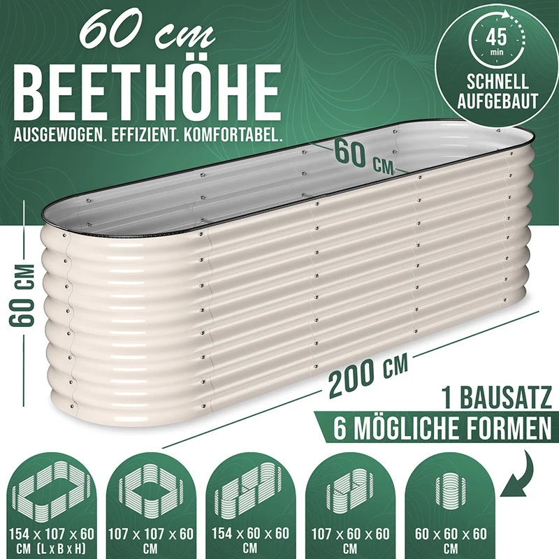 HOFGARTEN QuickGrow Plus, 6-in-1 Metall Hochbeet | 64 cm Beethöhe