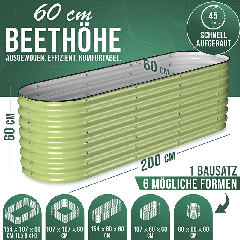 HOFGARTEN QuickGrow Plus, 6-in-1 Metall Hochbeet | 64 cm Beethöhe
