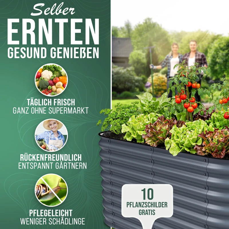 HOFGARTEN QuickGrow Plus, 6-in-1 Metall Hochbeet | 64 cm Beethöhe