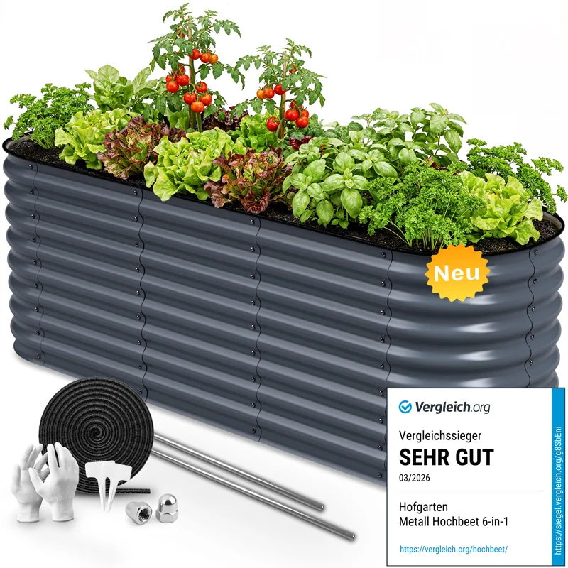 HOFGARTEN QuickGrow Plus, 6-in-1 Metall Hochbeet | 64 cm Beethöhe