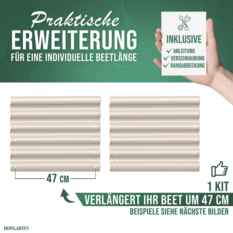 HOFGARTEN Hochbeet Erweiterungs-Kit | Passend für 42 cm oder 64 cm Beethöhe (Bitte wählen)