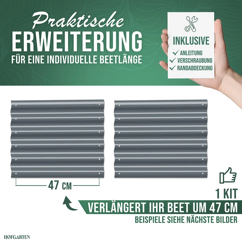 HOFGARTEN Hochbeet Erweiterungs-Kit | Passend für 42 cm oder 64 cm Beethöhe (Bitte wählen)