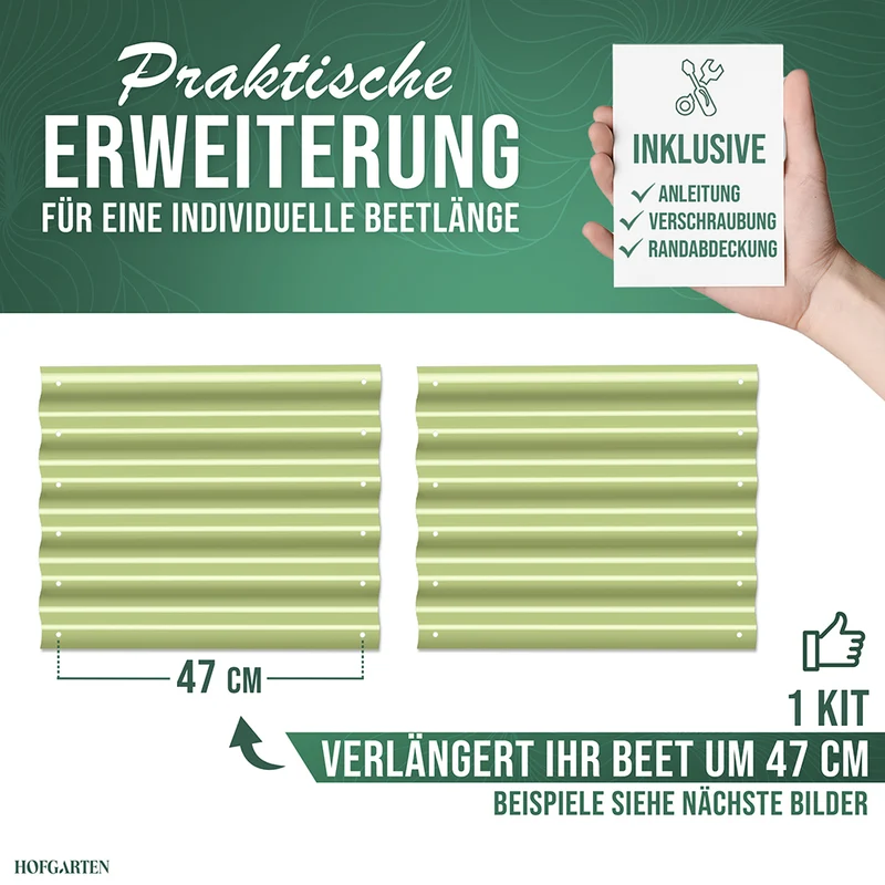 HOFGARTEN Hochbeet Erweiterungs-Kit | Passend für 42 cm oder 64 cm Beethöhe (Bitte wählen)