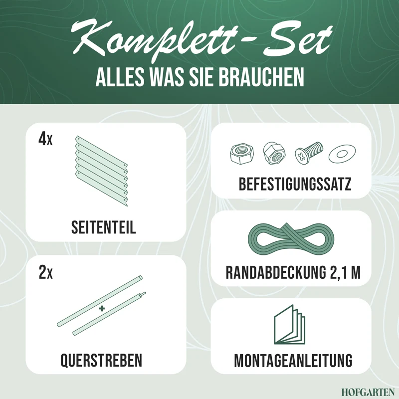 HOFGARTEN Hochbeet Erweiterungs-Kit | Passend für 42 cm oder 64 cm Beethöhe (Bitte wählen)