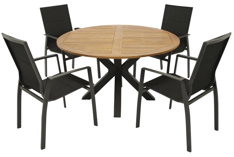 Gartentisch Set Aluminium, 5-teilig