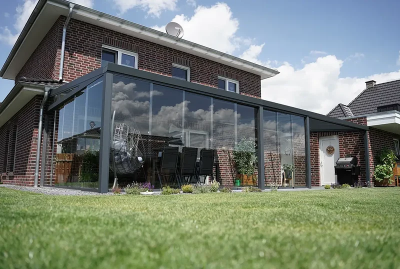 Terrassenüberdachung Aluminium 600x250cm Doppelsteg anthrazit