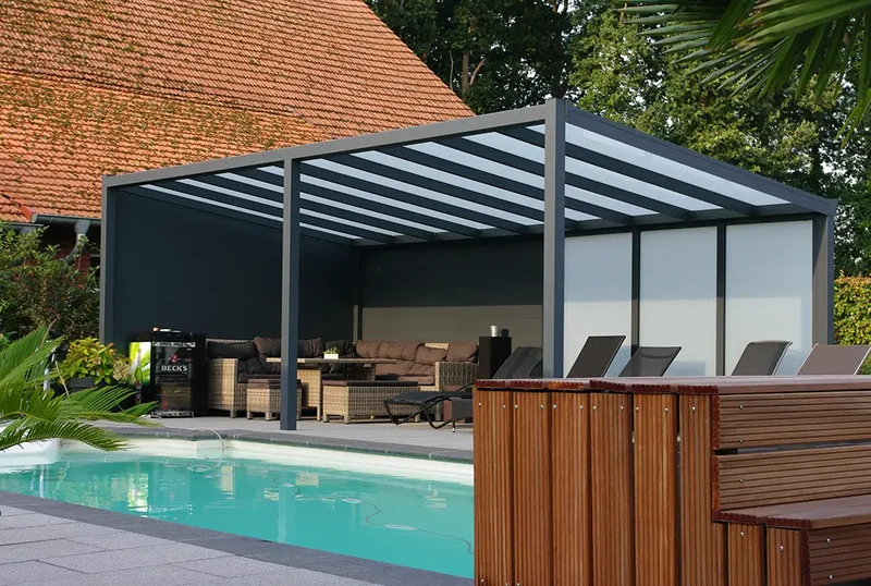 Terrassenüberdachung Aluminium 600x250cm Doppelsteg anthrazit