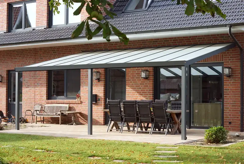 Terrassenüberdachung Aluminium 600x250cm Doppelsteg anthrazit