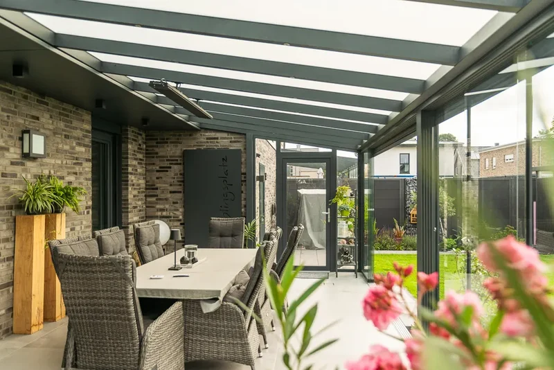 Terrassenüberdachung Aluminium 600x250cm Doppelsteg anthrazit