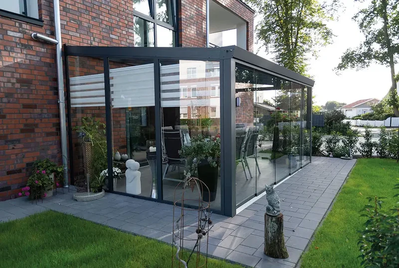 Terrassenüberdachung Aluminium 600x250cm Doppelsteg anthrazit