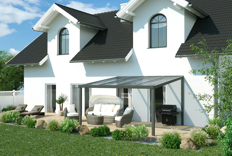 Terrassenüberdachung Aluminium 400x250cm Doppelsteg anthrazit