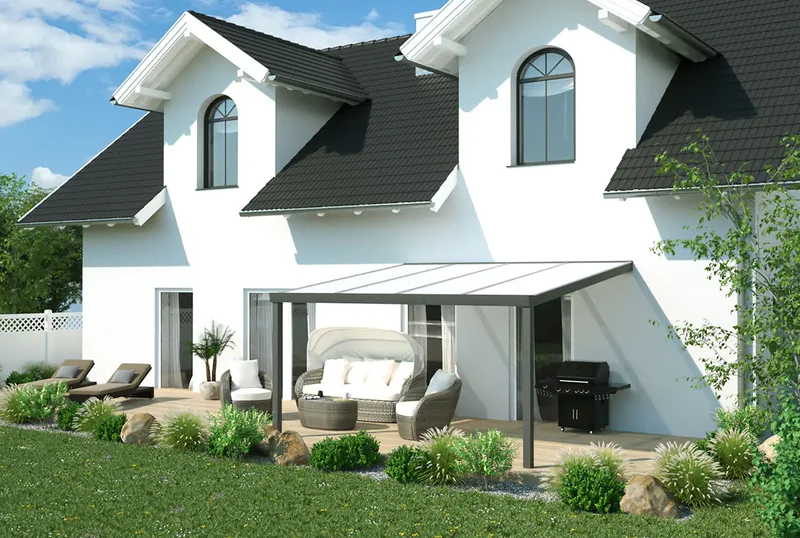 Terrassenüberdachung Aluminium 400x250cm Doppelsteg anthrazit