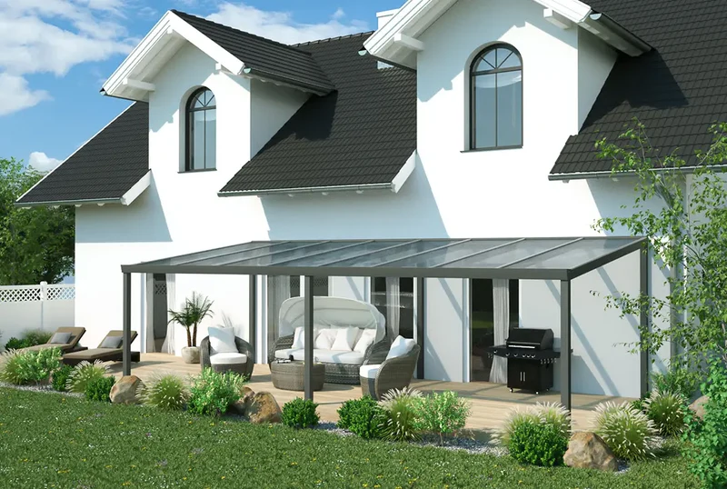 Terrassenüberdachung Aluminium 800x250cm Doppelsteg anthrazit