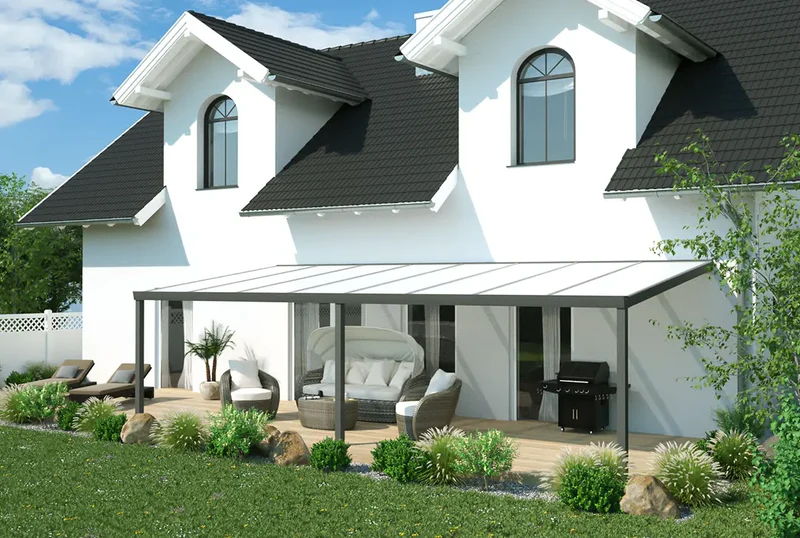 Terrassenüberdachung Aluminium 800x250cm Doppelsteg anthrazit