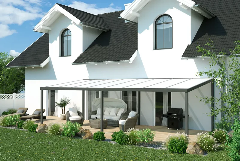 Terrassenüberdachung Aluminium 800x250cm Doppelsteg anthrazit