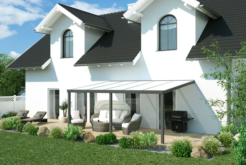 Terrassenüberdachung Aluminium 500x250cm Doppelsteg anthrazit