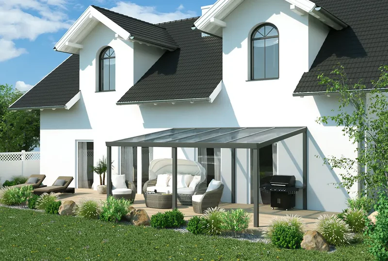 Terrassenüberdachung Aluminium 500x250cm Doppelsteg anthrazit
