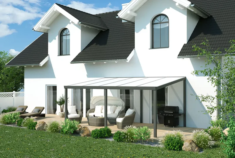 Terrassenüberdachung Aluminium 500x250cm Doppelsteg anthrazit