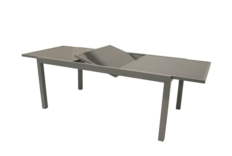 Ausziehtisch Aluminium, Glas