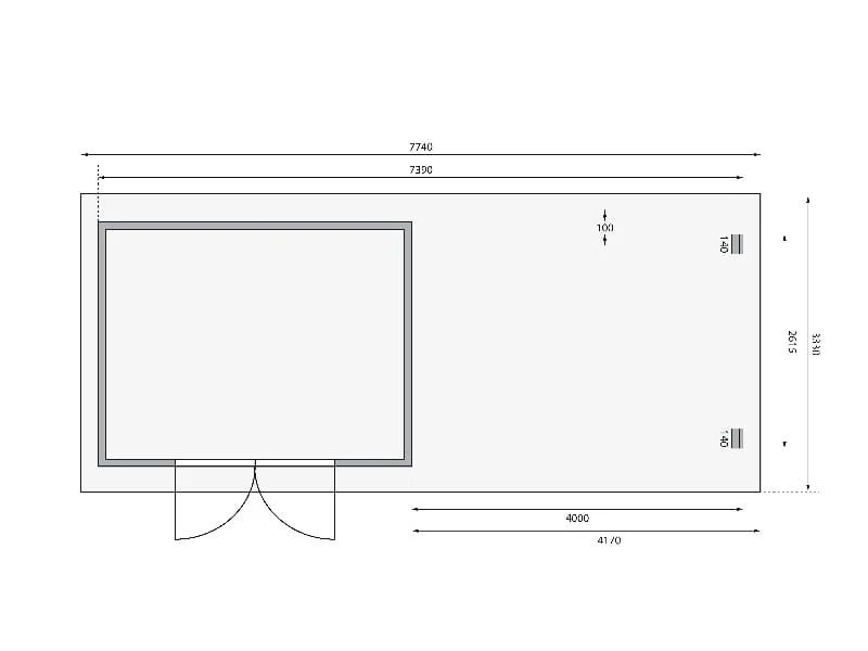 Karibu Gartenhaus Bastrup 7 mit Anbaudach 4 Meter inkl. Rück- und Seitenwand