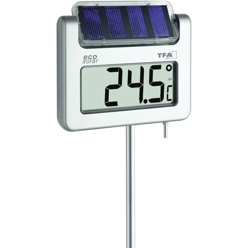D-Ware TFA Dostmann Solar Garten-Thermometer Silber 30.2026 Temperaturmessgerät 592g