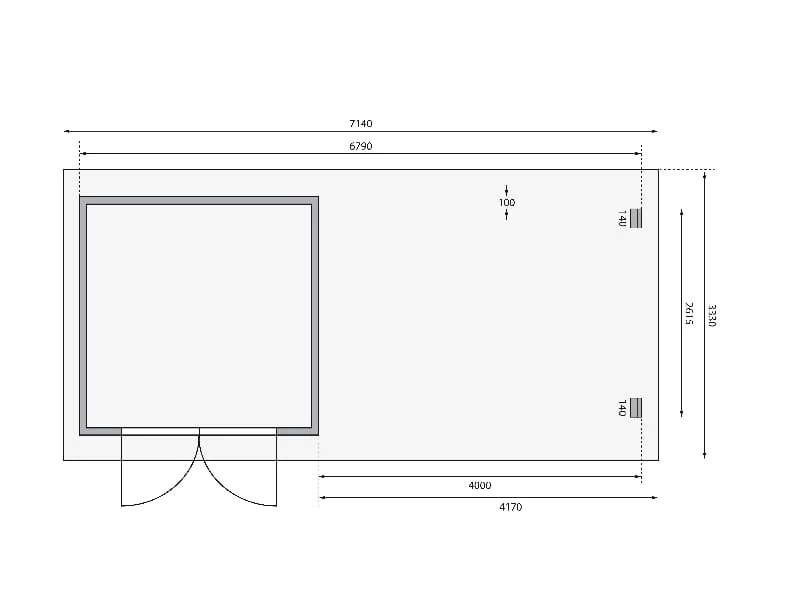 Karibu Gartenhaus Bastrup 5 mit Anbaudach 4 Meter inkl. Rückwand
